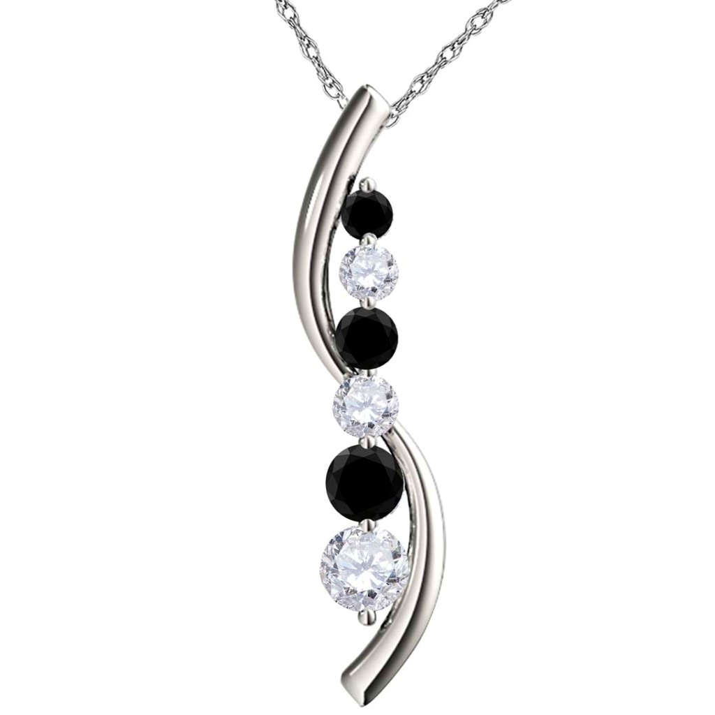 1 Cttw Natural White-Black Diamond Journey Pendant